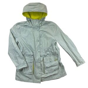 J.Crew Utility Jacket Women M Tall Green Hooded Drawstring Rain Lightweight